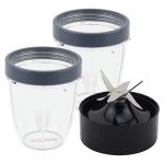 2 Pack 18 oz Short Cups with Lip Ring + Extractor Blade Replacement Parts Compatible with NutriBullet Lean NB-203 1200W Blenders