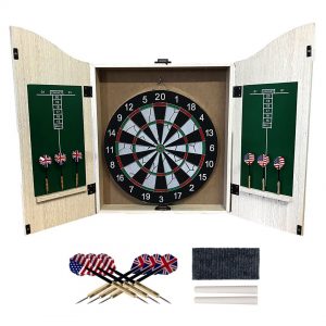 Felji Game Room Dartboard Cabinet Set with 6 28-Gram Tungsten Darts