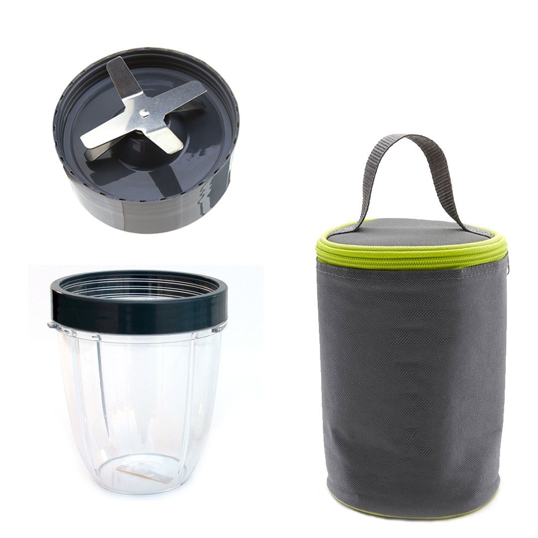 2 Pack 18 oz Short Cups with Lip Ring + Extractor Blade for Nutribullet Lean NB-203 1200W Blender