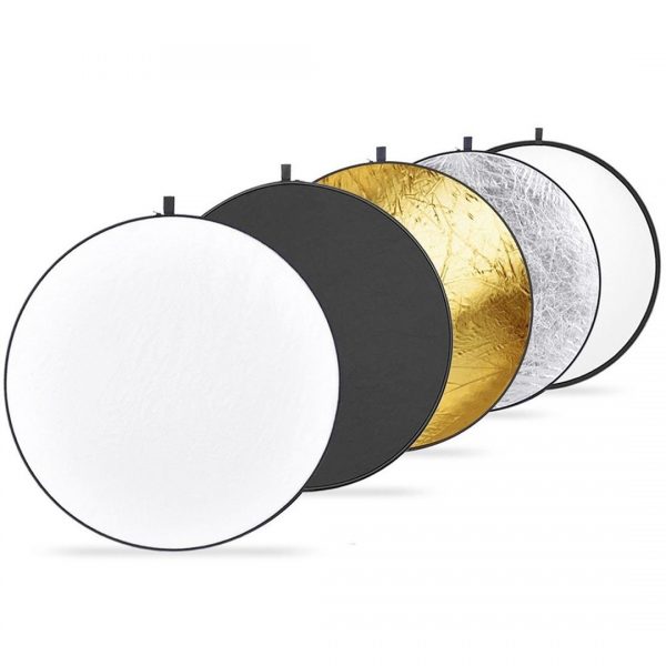 Felji 43-inch 110cm 5-in-1 Collapsible Multi-Disc Light Reflector with Bag Silver  Gold  White & Black