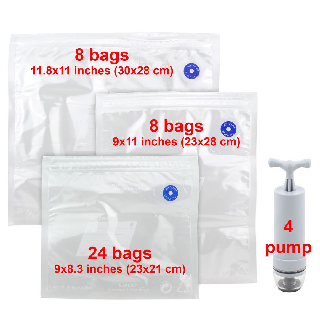 40 Pack Felji Food Vacuum Sealer Bags with Hand Pump, BPA Free