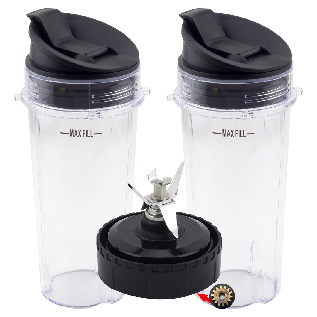 2 Pack 18 oz Short Cup with Flip Top To-Go Lid and Extractor Blade  Replacement Parts Compatible with NutriBullet Lean NB-203 1200W Blender -  Felji