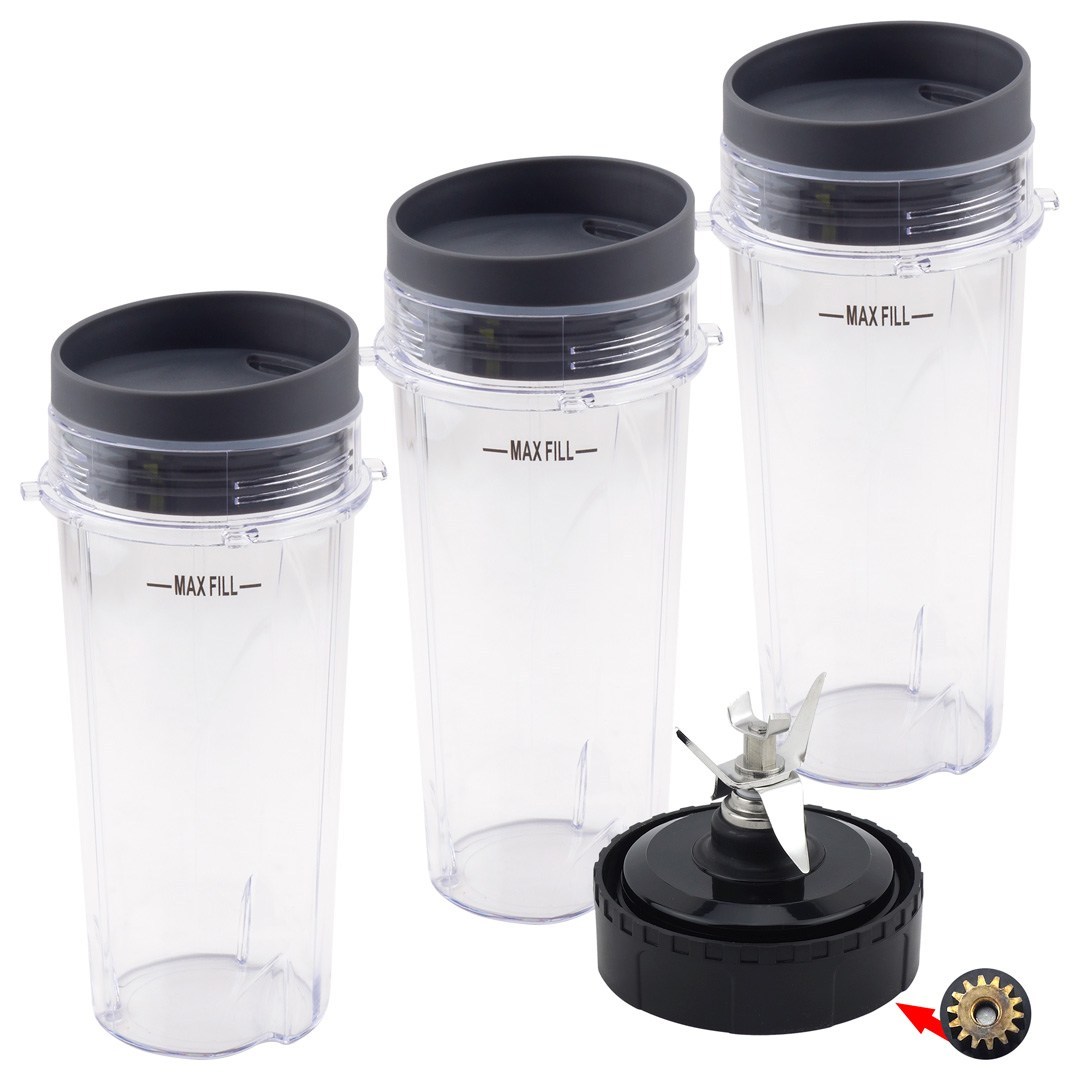 3 Pack 16 oz Cup with Lid and Blade Assembly Replacement Part 