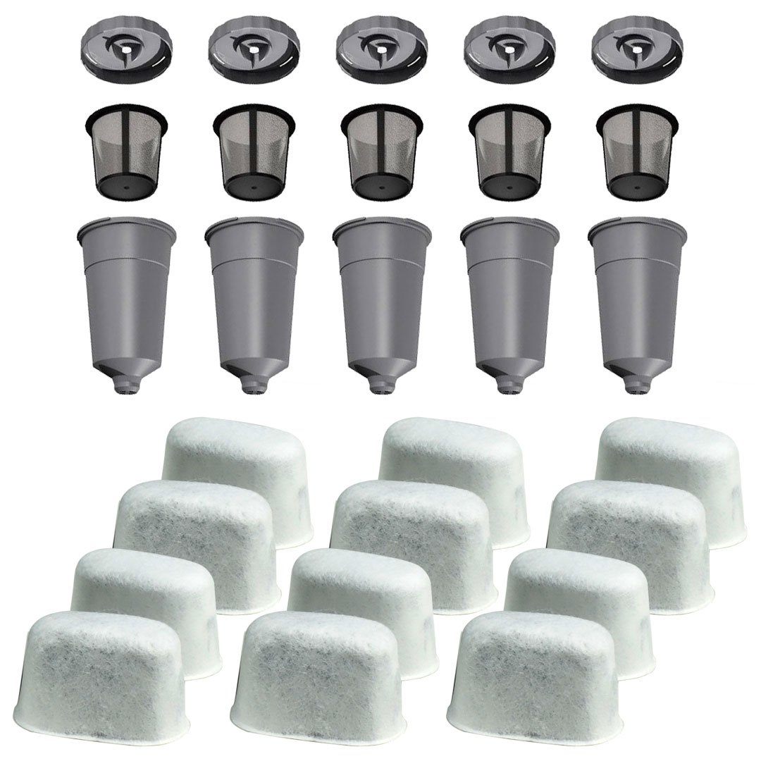 12 Pack Water Filter Cartridges, 5 Replacement Coffee Filter Sets