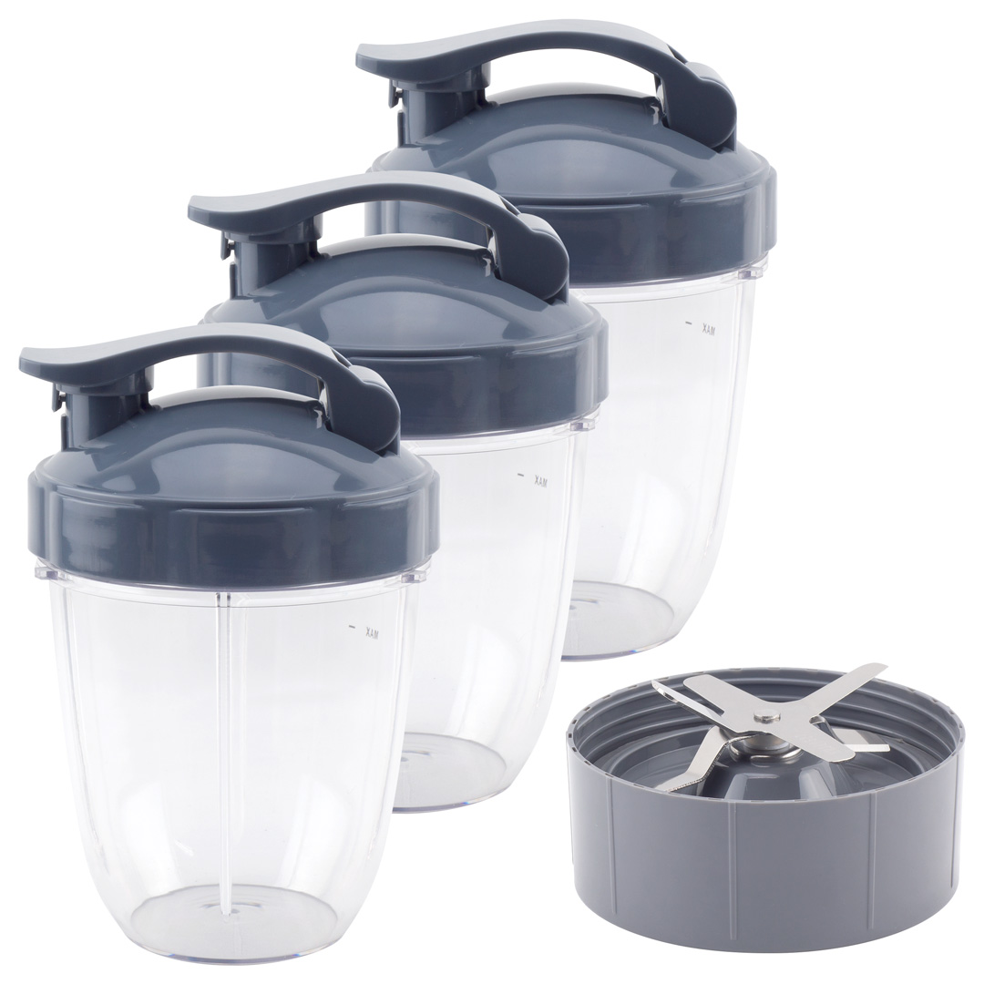 18 oz Short Cup with Lip Ring + Extractor Blade for Nutribullet Lean NB-203 1200W Blender