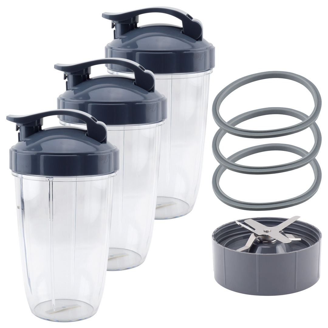 3 Pack 24 oz Tall Cup with Flip Top To-Go Lid and Extractor Blade  Replacement Parts Compatible with NutriBullet Lean NB-203 1200W Blenders -  Felji