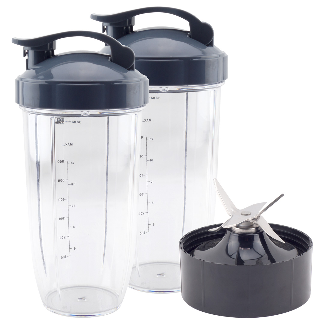 Pro Blade 32 Oz Cup with Flip Top to Go Lid & Extractor Blade Compatible with Nutri Bullet 600w 900w Blender Cups 2 Pack 